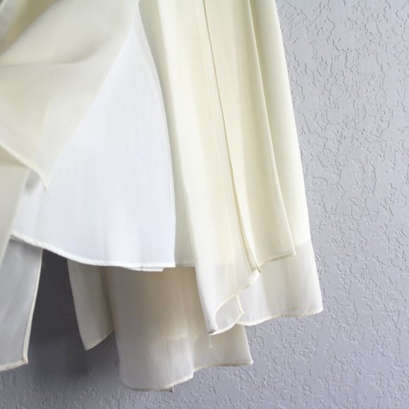 BCBGeneration Jacquard & Chiffon Fit & Flare Dress Size 0 Ivory flowy hi-lo - Picture 5 of 13